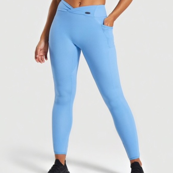 GYMSHARK MALIBU BLUE POISE LEGGINGS - Picture 2 of 7